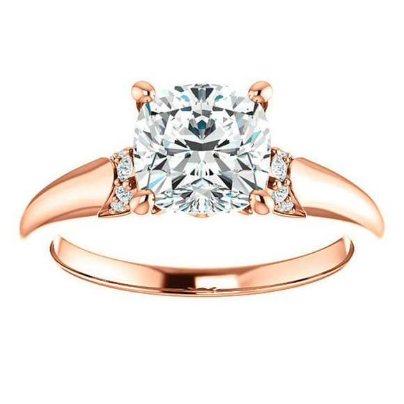 2.5Carat -8.0mm Cushion Moissanite Accented Engagement Ring - Picture 14 of 15